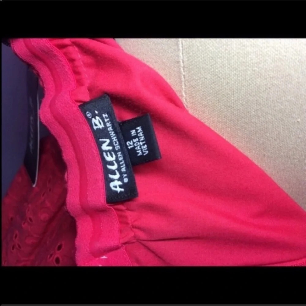 NWT Allen B Strapless Peplum Eyelet Pink Dress 12 - Picture 2 of 3